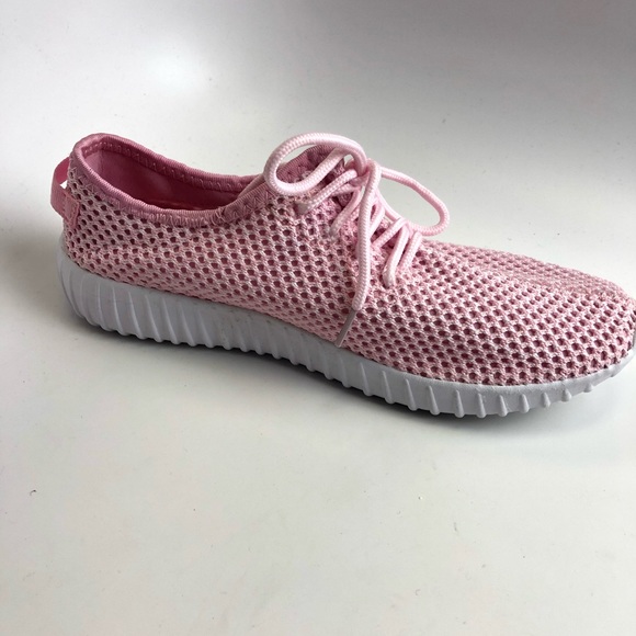 Pink Mesh Detail Lace Up Sneakers - Picture 5 of 6